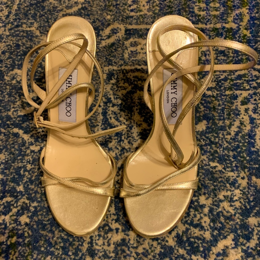 Gold Jimmy Choo Strappy heels